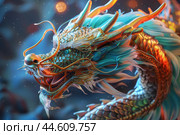 Majestic asian dragon in festive ambiance. Стоковое AI-изображение, AI-художник Иван Рябоконь / Фотобанк Лори