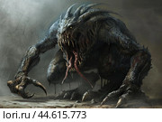 Monstrous beast lurking in shadowy realm. Стоковое AI-изображение, AI-художник Иван Рябоконь / Фотобанк Лори
