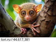Philippine tarsier Carlito syrichta. Стоковое AI-изображение, AI-художник Veniamin Kraskov / Фотобанк Лори
