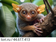 Philippine tarsier Carlito syrichta. Стоковое AI-изображение, AI-художник Veniamin Kraskov / Фотобанк Лори