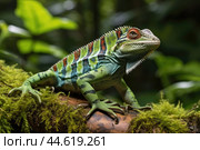 Striped Toloque in the wild. Стоковое AI-изображение, AI-художник Veniamin Kraskov / Фотобанк Лори