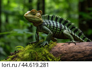 Striped Toloque in the wild. Стоковое AI-изображение, AI-художник Veniamin Kraskov / Фотобанк Лори