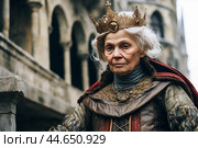 Venerable Medieval knight old woman. Generate Ai. Стоковое AI-изображение, AI-художник Иван Рябоконь / Фотобанк Лори