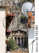 Турция. Фетхие. Вид на древние ликийские гробницы. Turkey. Fethiye. View of the ancient Lycian tombs. (2024 год). Стоковое фото, фотограф Алексей Смышляев / Фотобанк Лори