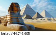 The Great Sphinx and Pyramids of Egypt. Стоковое AI-изображение, AI-художник Veniamin Kraskov / Фотобанк Лори