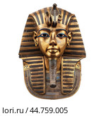 Golden pharaoh mask on transparent background. Стоковое AI-изображение, AI-художник Иван Рябоконь / Фотобанк Лори