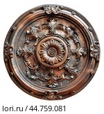Antique ornate copper tray on transparent background. Стоковое AI-изображение, AI-художник Иван Рябоконь / Фотобанк Лори