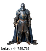 Medieval knight in armor on transparent background. Стоковое AI-изображение, AI-художник Иван Рябоконь / Фотобанк Лори