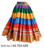 Colorful mexican folkloric skirt with floral embroidery and ruffles. Стоковое AI-изображение, AI-художник Иван Рябоконь / Фотобанк Лори