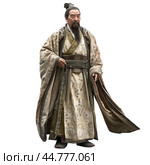Wise man wearing traditional chinese clothing standing. Стоковое AI-изображение, AI-художник Иван Рябоконь / Фотобанк Лори