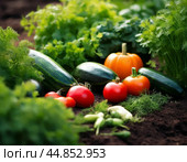 Gifts of autumn, fresh harvest. Still life. Стоковое AI-изображение, AI-художник Сергей Елизарьев / Фотобанк Лори