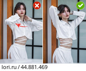 Common mistakes in female posing and how to avoid them. Photo poses. Стоковое фото, фотограф Андрей Аркуша / Фотобанк Лори