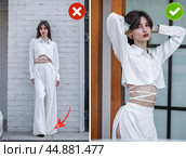 Common mistakes in female posing and how to avoid them. Photo poses. Стоковое фото, фотограф Андрей Аркуша / Фотобанк Лори