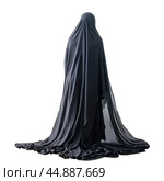 Muslim woman wearing a niqab praying on her knees. Стоковое AI-изображение, AI-художник Иван Рябоконь / Фотобанк Лори