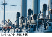 Fragment of an ancient steam warship, vintage naval background (2024 год). Стоковое фото, фотограф Евгений Харитонов / Фотобанк Лори