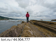Breathtaking sescape in Basque Autonomous Community / country in summer cloudy day. Стоковое фото, фотограф YuryKara / Фотобанк Лори