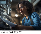 Female physicist at work close-up. Woman career concept. Стоковое AI-изображение, AI-художник Ксения Лаптева / Фотобанк Лори
