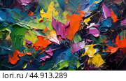 Abstract expressionist art summer colorful background. Стоковое AI-изображение, AI-художник Ксения Лаптева / Фотобанк Лори
