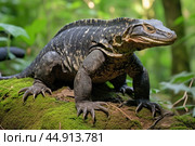 Giant Indonesian varanus (Varanus komodoensis) in the wild. Стоковое AI-изображение, AI-художник Veniamin Kraskov / Фотобанк Лори