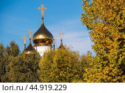 Russia, Pereslavl-Zalessky. St. Nicholas Monastery, Godenovsky Cross, St. Nicholas Cathedral on the summer day. The Forerunner Church. Стоковое фото, фотограф Photojuli / Фотобанк Лори