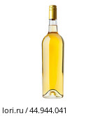 Full bottle of white wine standing on white background. Стоковое AI-изображение, AI-художник Иван Рябоконь / Фотобанк Лори