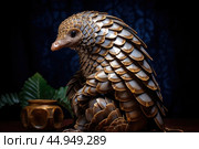 Pangolin delicately navigating its environment. Стоковое AI-изображение, AI-художник Veniamin Kraskov / Фотобанк Лори