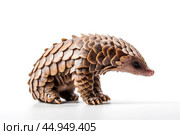 Pangolin on white background. Стоковое AI-изображение, AI-художник Veniamin Kraskov / Фотобанк Лори