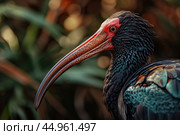 The exquisite details of the Northern Bald Ibis. Стоковое AI-изображение, AI-художник Veniamin Kraskov / Фотобанк Лори
