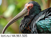 The exquisite details of the Northern Bald Ibis. Стоковое AI-изображение, AI-художник Veniamin Kraskov / Фотобанк Лори