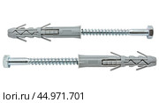 Саморезы с дюбелями на белом фоне. Steel screw for fixture in concrete on a white. Стоковое фото, фотограф Татьяна Д / Фотобанк Лори