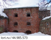 Бастион Панцерлакс - каземат в левом фланке. Выборг, улица Ладанова, 1 (2019 год). Редакционное фото, фотограф Алексей Иванов / Фотобанк Лори