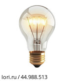 Light bulb shining brightly with filament glowing hot. Стоковое AI-изображение, AI-художник Иван Рябоконь / Фотобанк Лори