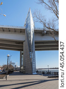 Glass elevator of Voroshilovsky bridge in Rostov-on-Don, Russia (2021 год). Стоковое фото, фотограф Elena Odareeva / Фотобанк Лори
