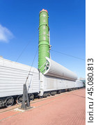Mobile missle system module Molodets (Scalpel) at the Railway Museum. Редакционное фото, фотограф FotograFF / Фотобанк Лори