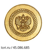 Russian coat of arms on the gold medal, isolated on a white background. Стоковое фото, фотограф Михаил Строгалев / Фотобанк Лори