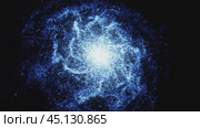 Transforming and evolving blue galaxy against a black background. Стоковое видео, видеограф Данил Руденко / Фотобанк Лори