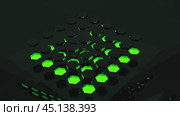 Green hexagon lights pulsating on dark surface. Стоковое видео, видеограф Данил Руденко / Фотобанк Лори