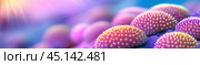 Vibrant coral polyps bask in colorful underwater light, AI. Стоковое AI-изображение, AI-художник Сергей Старуш / Фотобанк Лори
