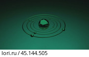 Rotating metallic atom model set against a vibrant green background. Стоковое видео, видеограф Данил Руденко / Фотобанк Лори