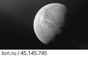Illuminated planet rotating in space with stars. Стоковое видео, видеограф Данил Руденко / Фотобанк Лори
