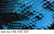 Abstract blue cubes slowly moving creating three dimensional surface. Стоковое видео, видеограф Данил Руденко / Фотобанк Лори