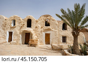 Ghorfa storage graneries of traditional Berber mud brick fortified Ksar of Hedada or Hadada, near Tetouin, Tunisia. Стоковое фото, фотограф Яков Филимонов / Фотобанк Лори