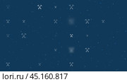 Анимация шаблона, состоящая из равномерно расположенных скрещенных символов молотов разного размера и непрозрачности. Анимация прозрачности и размера. Бесшовная закольцованная анимация в формате 4k на темно-синем фоне со звездами. Стоковое видео, видеограф Карпенко Алексей / Фотобанк Лори