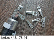 Crimper for crimping wires.A professional tool for compressing large diameter wires. Стоковое фото, фотограф Александр Поташев / Фотобанк Лори