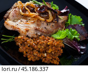 Appetizing roasted pork chop. Стоковое фото, фотограф Яков Филимонов / Фотобанк Лори