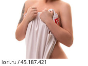 Sexy blonde nurse isolated full-length shot. Стоковое фото, фотограф Гурьянов Андрей / Фотобанк Лори
