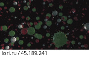Bloodstream showing white and green cells attacking virus. Стоковое видео, видеограф Данил Руденко / Фотобанк Лори