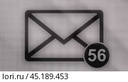 Email icon increasing notification count on digital display. Стоковое видео, видеограф Данил Руденко / Фотобанк Лори