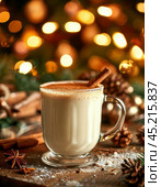All over the world, December 13 is celebrated as World Hot Cocoa Day. This delicious drink is loved for its thick, rich taste and is valued for its wealth of useful microelements. Стоковое AI-изображение, AI-художник Сергей Елизарьев / Фотобанк Лори
