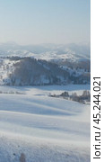 Vertical Aerial video from drone on winter snow landscape. Biryuksinsky mountain pass in Altai. Стоковое видео, видеограф Сергей Пристяжнюк (Serg Zastavkin) / Фотобанк Лори